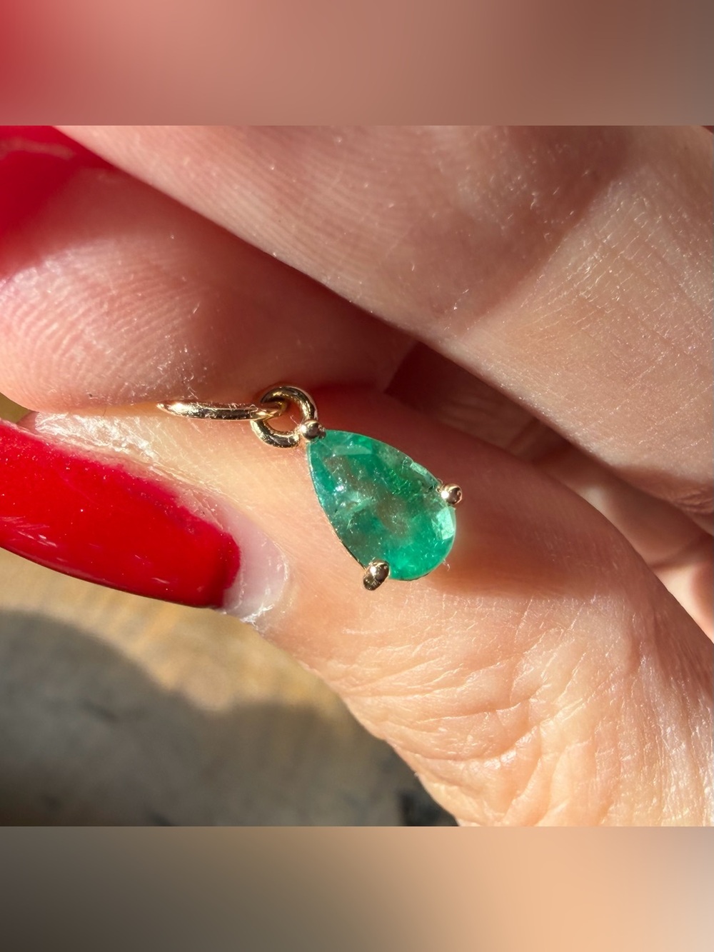 14K Vivid Natural Emerald Pendant